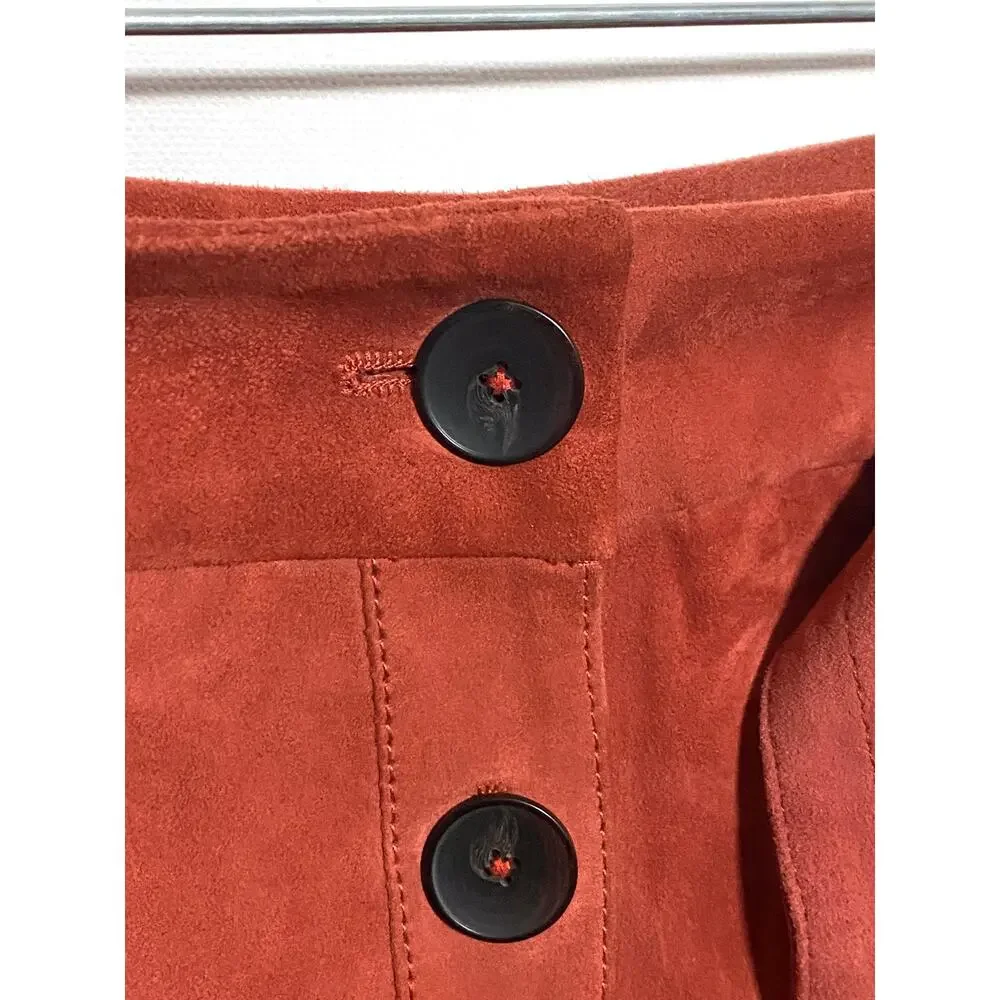 Joie Button Front Mini A Line Skirt Neida Lamb Leather Suede Belted Womens 0 - Picture 3 of 7
